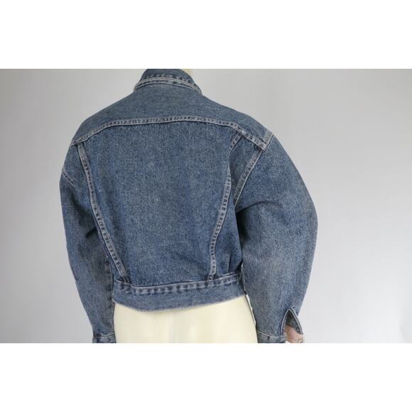 Vintage Guess Georges Marciano 80s Patchwork Stone Washed Denim Jean Jacket Sz S - Picture 12 of 16